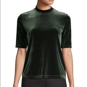 Lord + Taylor Green velvet short sleeve shirt